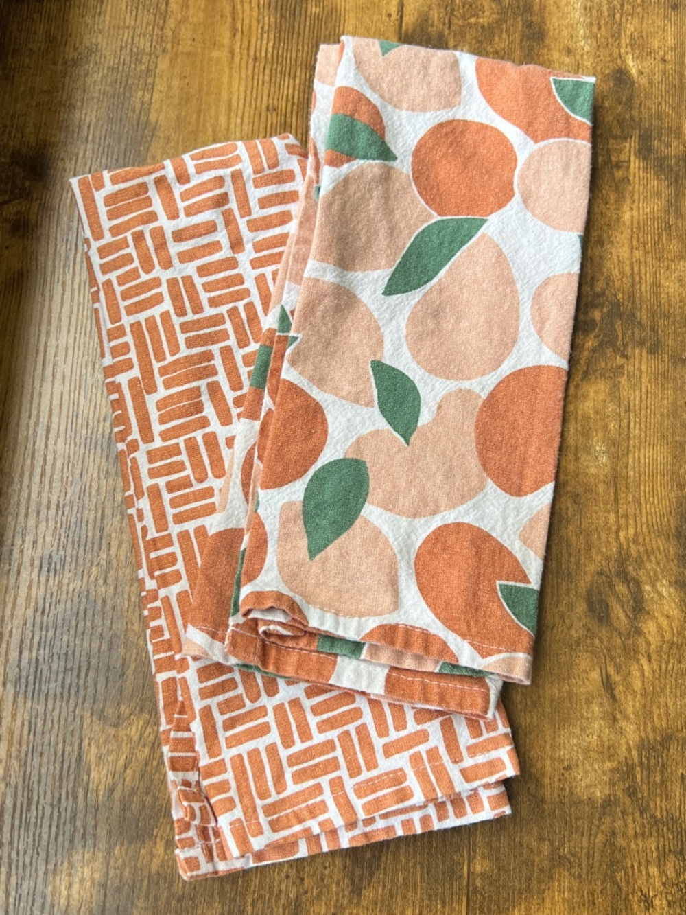 Room Essentials Orange & White Printed Kitchen Towels (Set of 2) 100% cotton